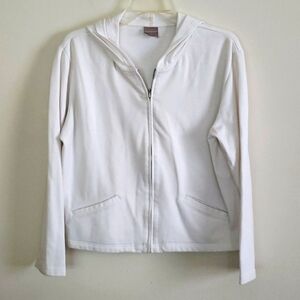 Partners white zip up hoodie, full zip, women's size medium.